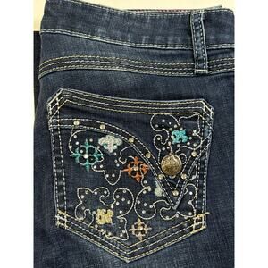 Wrangler Rock 47 Low Rise Cowgirl Bootcut Jeans Size 29 Embellished Rhinestones